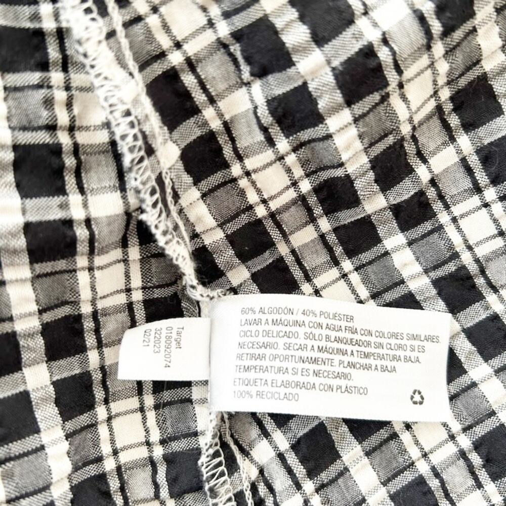 A New Day Black White Plaid Puff Sleeve Faux Wrap Dress Size XS - Picture 4 of 5